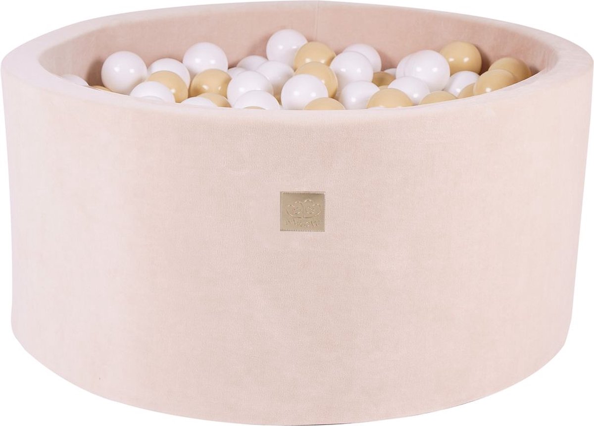 Ronde ballenbak VELVET 90x40 - Ecru incl 300 ballen - Beige, Wit |  je.nl